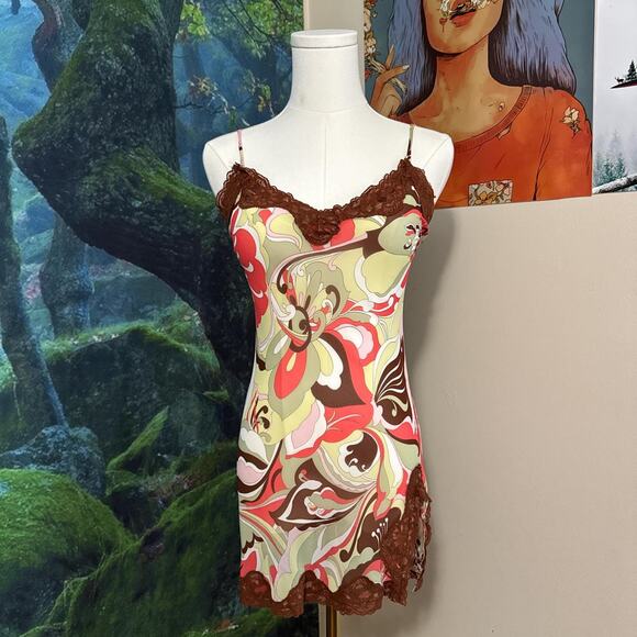 vintage y2k psychedelic lingerie slip by twenty one size small - Picture 1 of 7